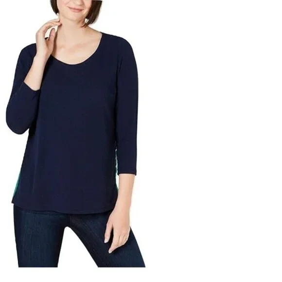 Charter Club Pleated-Back Ribbed 3/4 Sleeve Top NEW MEDIUM - Picture 9 of 10